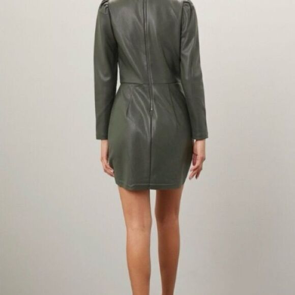 #700 SAYLOR Veronica Vegan Leather Wrap Dress Retail $247 - Picture 3 of 16
